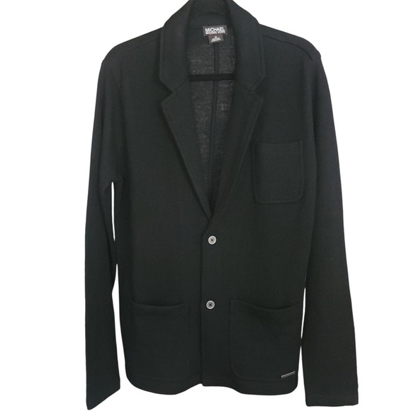 Michael Kors Black Wool Knit Two Button Sweater Blazer Jacket - Picture 1 of 7